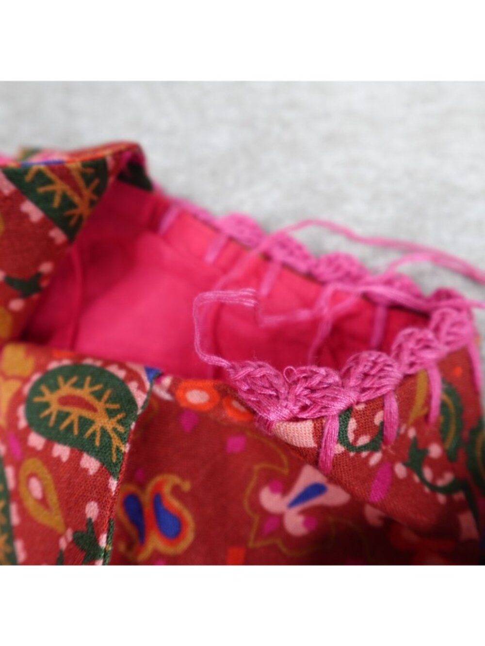 Farm Rio Womens Dress Medium Red Paisley Linen Blend NEW READ - Picture 7 of 15